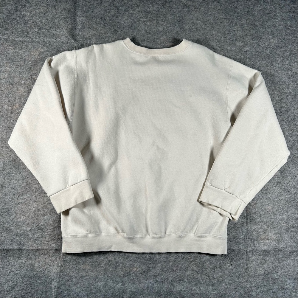 Vintage 90s Nike Sweatshirt Men Medium White Essentials Crew Earthtone Swoosh - Picture 7 of 9
